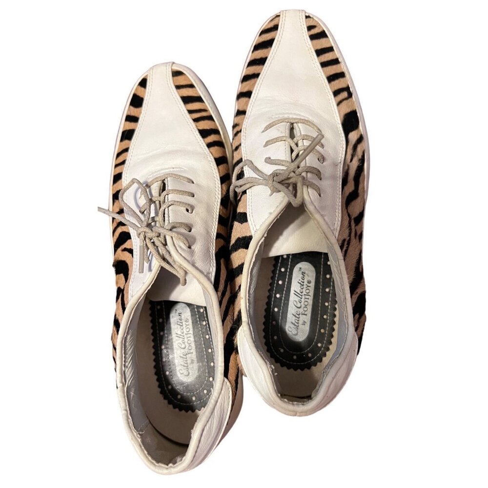 Estate by Footjoy women's white with leapard print golf shoes size 6M
